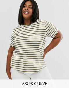 Футболка в полоску с круглым вырезом ASOS DESIGN Curve-Мульти