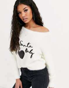 Новогодний джемпер с открытыми плечами, бахромой и пайетками ASOS DESIGN-Мульти