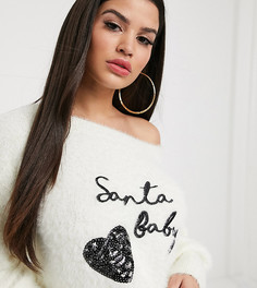 Джемпер с открытыми плечами и пайетками ASOS DESIGN Petite-Мульти
