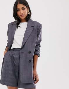 Фиолетовый блейзер стиля ретро в тонкую полоску ASOS DESIGN-Мульти