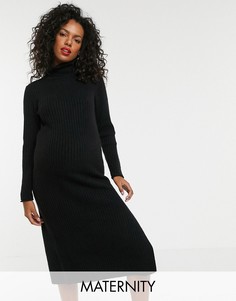 Платье миди с разрезом сбоку ASOS DESIGN Maternity-Черный