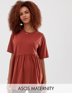 Свободный выбеленный топ с асимметричным краем ASOS DESIGN Maternity-Коричневый
