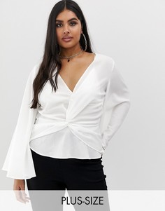 Белая блузка-кимоно с перекрученным передом Missguided Plus-Белый