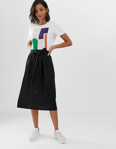Льняная юбка миди ASOS DESIGN-Черный