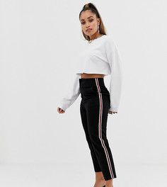 Черные брюки-сигареты с полосками сбоку ASOS DESIGN Petite-Черный