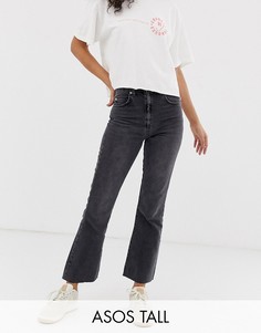 Черные укороченные джинсы клеш на молнии ASOS DESIGN Tall-Черный