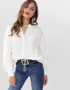 Повседневная свободная рубашка в фактурную полоску ASOS DESIGN-Белый