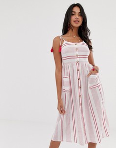Пляжное платье в красную полоску и с завязками на плечах Accessorize-Мульти