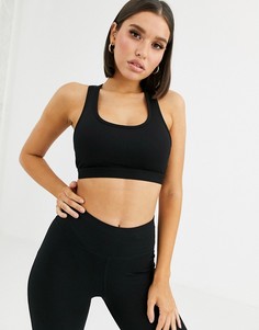 Спортивный бюстгальтер в рубчик ASOS 4505-Черный
