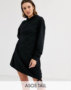 Трикотажное платье с капюшоном ASOS DESIGN Tall-Черный