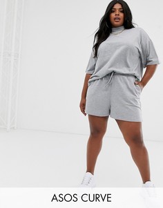 Трикотажные шорты ASOS DESIGN Curve-Серый