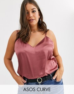 Атласный топ ASOS DESIGN Curve-Бесцветный
