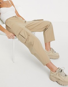 Брюки в стиле милитари без застежки ASOS DESIGN-Светло-коричневый