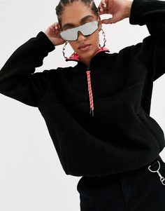 Флисовая oversize-куртка с флуоресцентной отделкой ASOS DESIGN-Черный