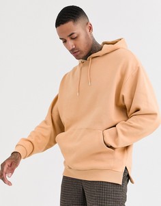 Бежевый oversize-худи с разрезами ASOS DESIGN