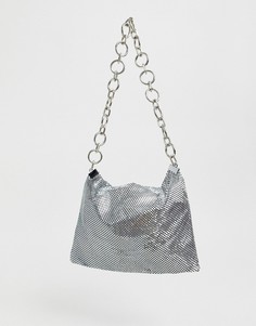 Серебристая сумка на плечо в стиле 90-х с ремешком-цепочкой Glamorous-Серебряный