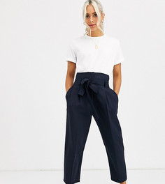 Суженные книзу укороченные брюки с завязкой на талии ASOS DESIGN Petite-Темно-синий