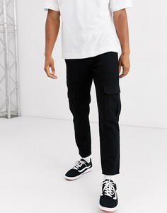 Черные джинсы с карманами карго ASOS DESIGN-Черный