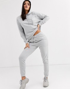 Спортивный костюм из худи и узких джоггеров с завязкой ASOS DESIGN-Серый
