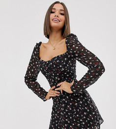 Черное платье мини с цветочным принтом Missguided-Черный