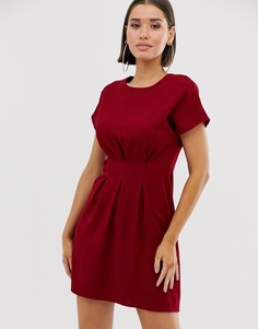 Платье мини с присборенными складками от талии ASOS DESIGN-Красный