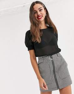 Блузка с короткими рукавами-фонариками Pieces-Черный