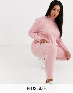 Розовые леггинсы в рубчик Missguided Plus-Розовый