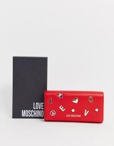 Кошелек из искусственной кожи с заклепками и подвеской Love Moschino-Красный