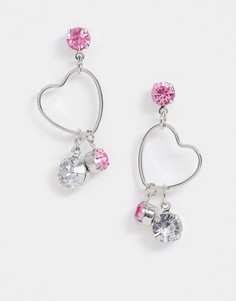 Серебристые серьги с кристаллами ASOS DESIGN-Серебряный