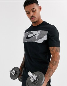 Черная футболка с камуфляжной вставкой Nike Training-Черный