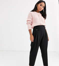 Строгие широкие брюки с завышенной талией ASOS DESIGN Petite-Черный