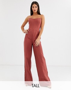 Розовый комбинезон-бандо с широкими штанинами Missguided Tall