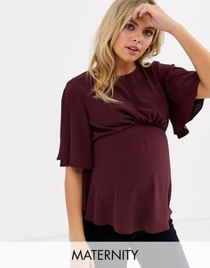 Бордовая блузка с расклешенными рукавами Topshop Maternity-Красный