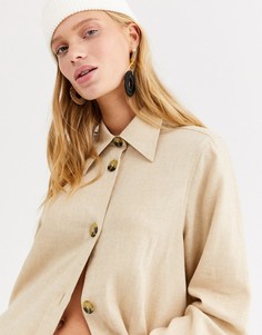 Бежевая мягкая фланелевая oversize-рубашка Monki-Бежевый