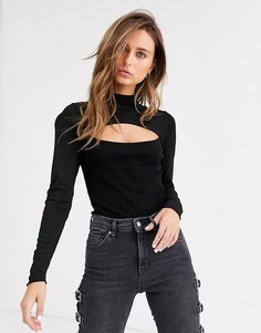 Черный джемпер с вырезом Topshop