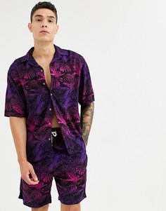 Розовая рубашка с отложным воротником и пальмовым принтом Jack & Jones Originals-Розовый