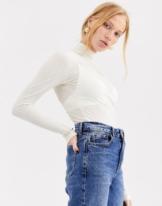 Кремовая сетчатая водолазка Topshop-Белый