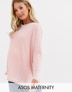 Oversize-лонгслив с полосками ASOS DESIGN Maternity-Серый