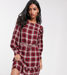 Красное платье в клетку с оборками Stradivarius-Красный