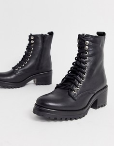 Черные кожаные ботинки на шнуровке Steve Madden-Черный