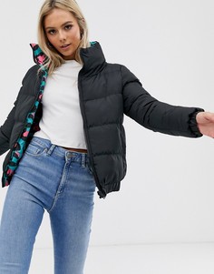 Двусторонняя дутая куртка с неоновым звериным принтом Brave Soul-Синий