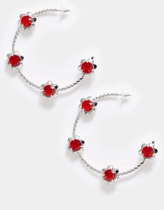 Серебристые серьги-кольца с камнями ASOS DESIGN-Серебряный