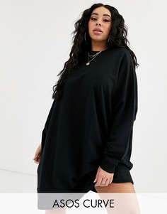 Трикотажное oversize-платье ASOS DESIGN Curve-Черный
