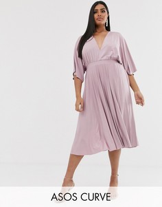 Платье-кимоно миди эксклюзивно для ASOS DESIGN Curve-Фиолетовый