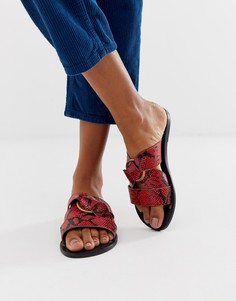 Кожаные сандалии с кольцами ASOS DESIGN Frankie-Красный