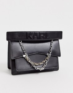 Кожаная сумка на плечо Karl Lagerfeld - seven-Черный