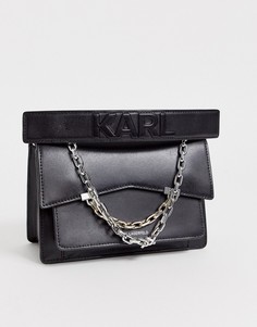 Кожаная сумка на плечо Karl Lagerfeld - seven-Черный