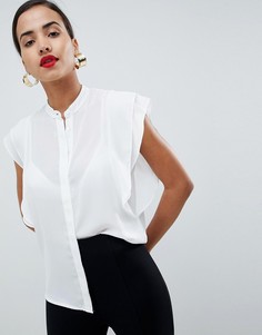 Блузка с оборками на плечах ASOS DESIGN-Белый