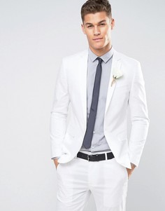 Белый приталенный пиджак из эластичного хлопка ASOS DESIGN Wedding