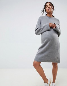 Пушистое трикотажное платье мини ASOS DESIGN Maternity-Серый